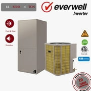 Everwell 46000 Btu  14 Seer 220v Ducted Central Split Air Conditioner Heat Pump System (4 Ton)