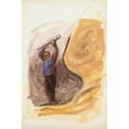 thumbnail image 2 of Magnus Enckell 13x18 Gold Ornate Wood Frame and Double Matted Museum Art Print Titled - Man and Rod, Sketch (1900 - 1905), 2 of 4