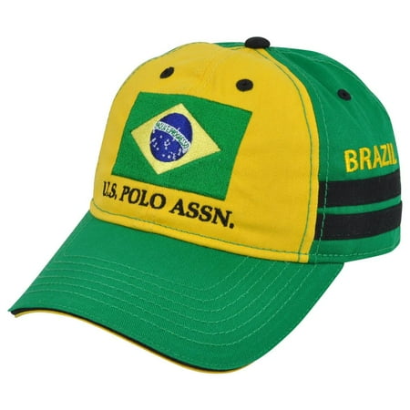 US Polo Association Assn Country Brazil Flag Clip Buckle Garment Wash Hat Cap