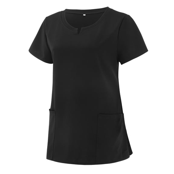 Scrub Tops V-Neck Tops with Pockets Cozyfit Scrubs for Women Black Scrubs Quick Drying Uniforms for Women