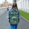 thumbnail image 6 of FORMRS Unisex Backpack Elementary School Travel Bookbag with Reflective Stripes, Green Forest Pattern, 6 of 7