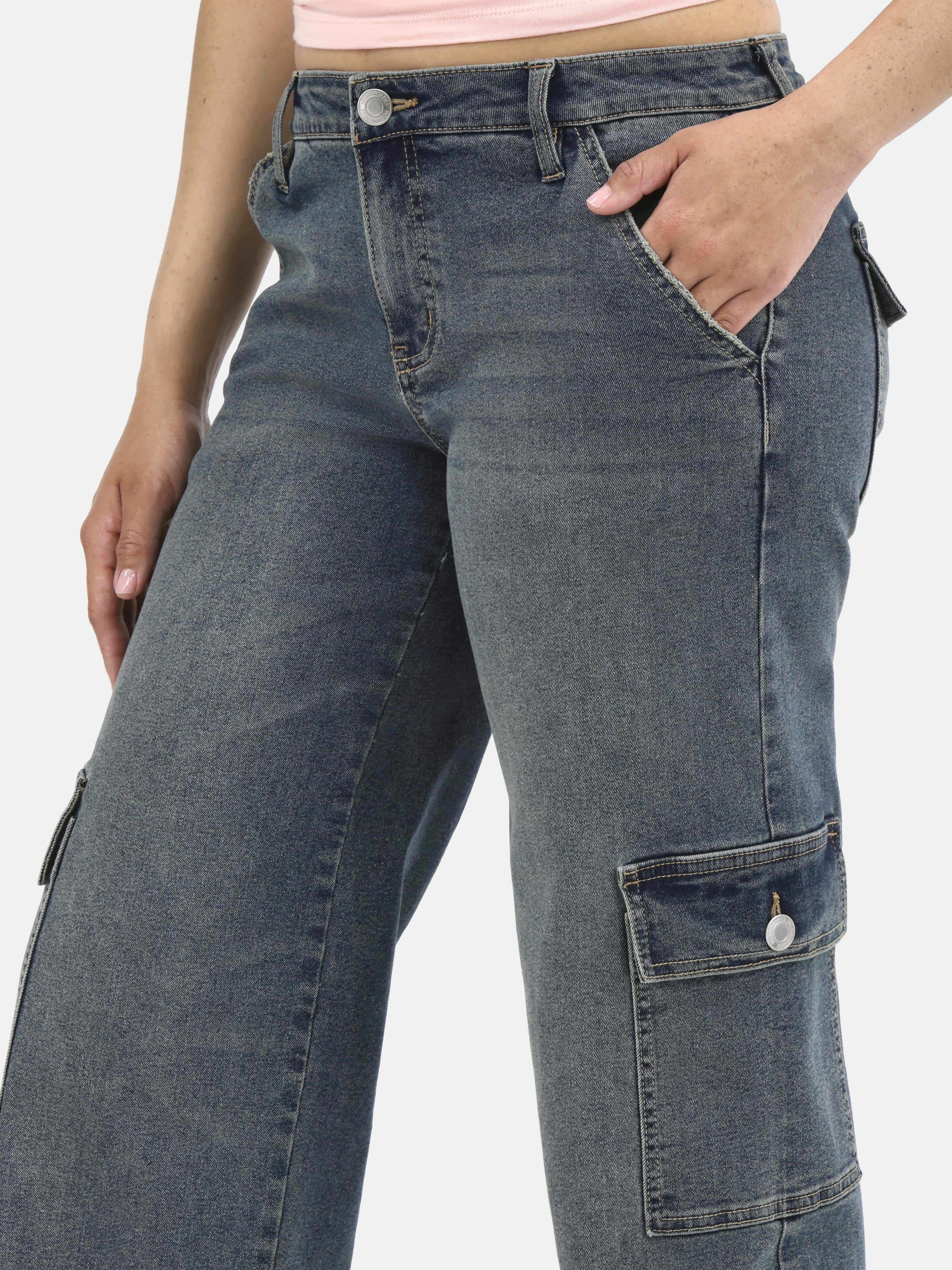 No Boundaries Cargo Slouchy Straight Leg Jeans, 32” Inseam; Women's and Women’s Plus