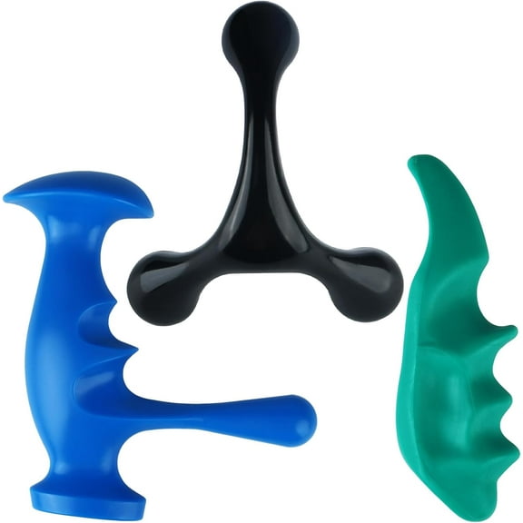 Thumb Saver Massage Tool, 3-Legged Manual Trigger Point Tool for Deep Tissue, 3-in-1 Massage Set with Ergonomic Knobs, Muscle Recovery, Stress Relief & Back Pain