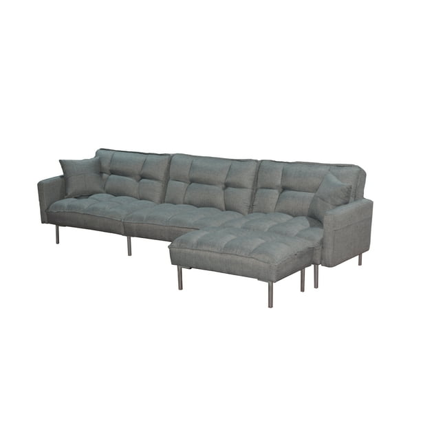 Futon Sectional Sofa Sets with Reversible Ottoman, 109'' x 53'' x 30.3