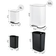 thumbnail image 3 of Pirecart Kitchen Trash Can, 13.2 gal +1.3 gal Rectangular Step Garbage Can Stainless Steel, White, 3 of 9