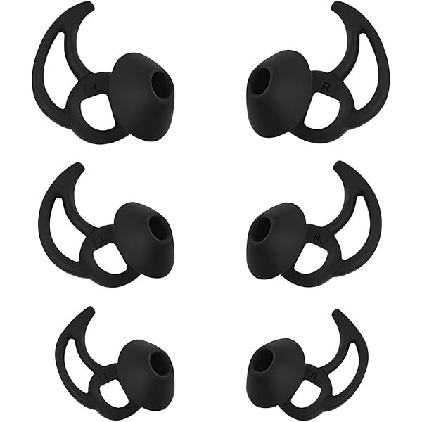 wonima11 Earbud Replacement Tips Silicone Earbud Tips Ear Bud Covers Compatible with Bose Quietcomfort and Sport Headphone Ear Tips 3 Pairs S M L Black