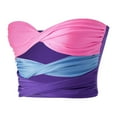 thumbnail image 3 of Femmes Été Mini Clubwear Bandeau Froncé Coloré Patchwork Tube Tops, 3 of 9