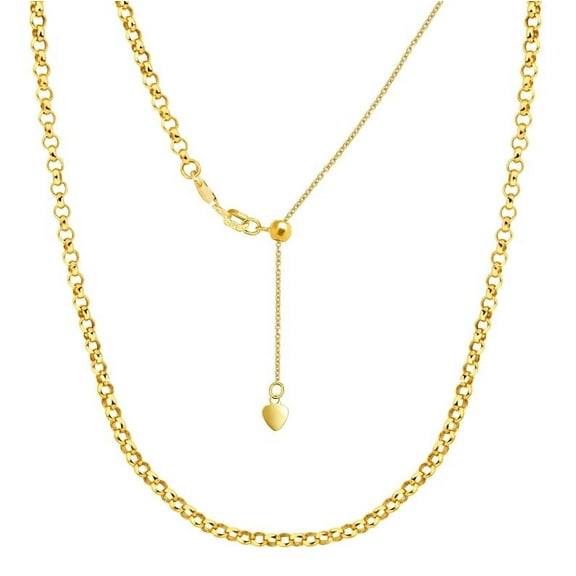 Jewelheart 14K Real Gold Choker Necklace For Women, Dainty 2.6mm Rolo Link Chain Adjustable 14" To 18"