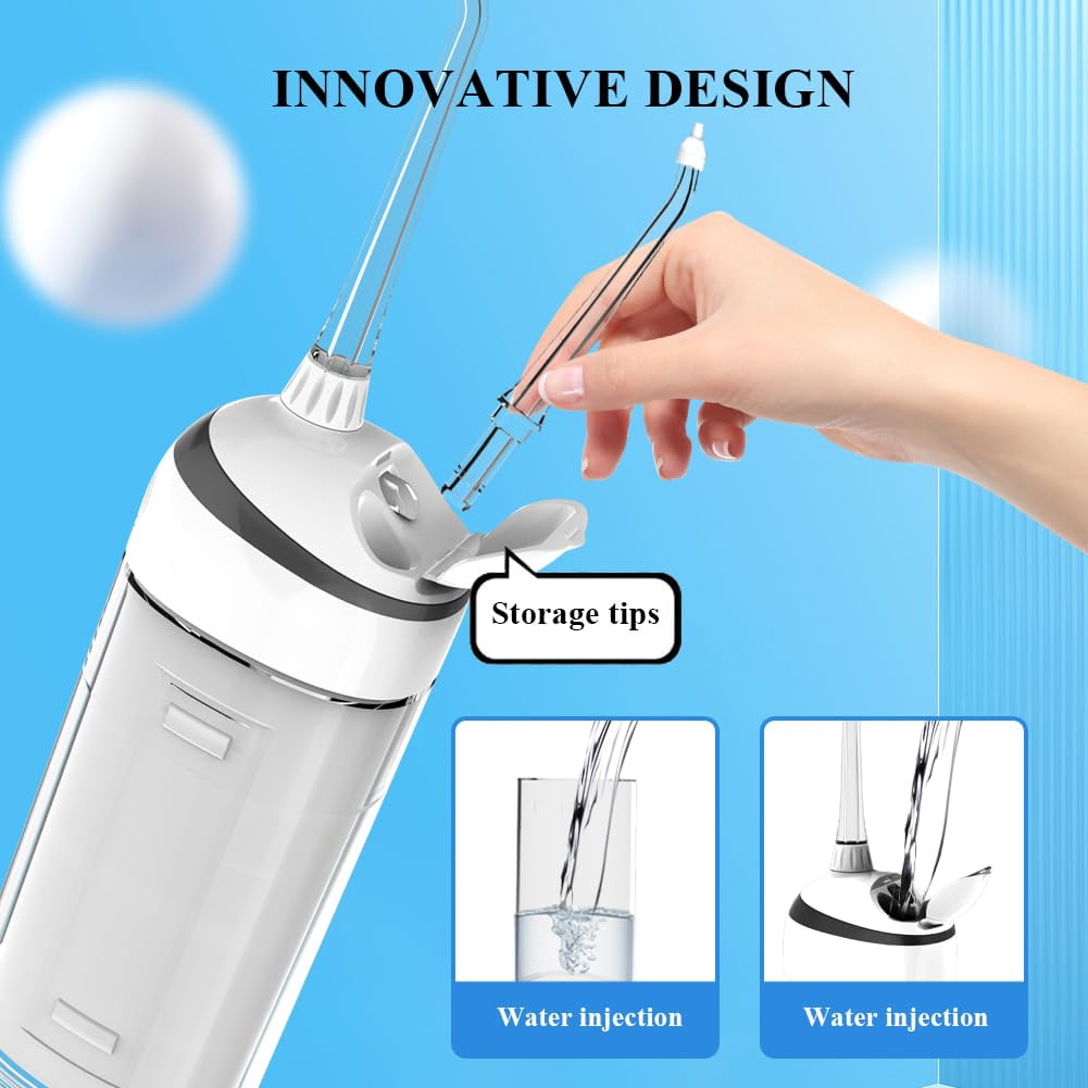 Korsmall Cordless Water Flosser with OLED Display, 6 Cleaning Modes, Rechargeable Portable Oral Irrigator, Electric Flosser for Teeth and Gums, Black – for Travel and Daily Dental Care