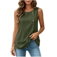 thumbnail image 3 of Tqcoqu Women's Summer Sleeveless Tank Top Casual Crewneck Button Side Split Tunic Top Shirt,Army Green Women's S-XXL, 3 of 9