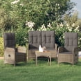 thumbnail image 1 of vidaXL 3 Piece Garden Dining Set with Cushions Grey Poly Rattan, 1 of 4