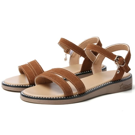 

Lopsie Women s Ankle Strap Sandals Open Toes Flexible Summer Flat Sandals