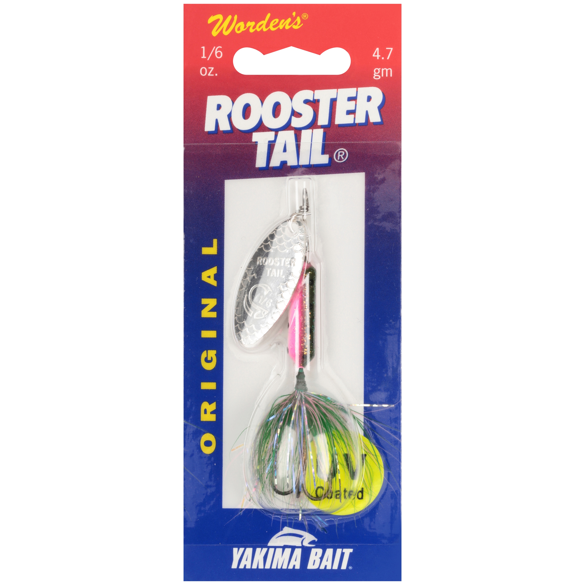 Worden's® Original UV Coated, Tinsel Glitter Rainbow 1/6 oz, Rooster Tail®, Inline Spinnerbait Fishing Lure