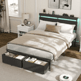 thumbnail image 4 of Tydimor Full Size Bed Frame with 2 Drawers & LED Lights & Charging Station, Beds with Headboard & 10.10" Under Bed Storage, No Box Spring Needed, Easy Assembly, Black, 4 of 9