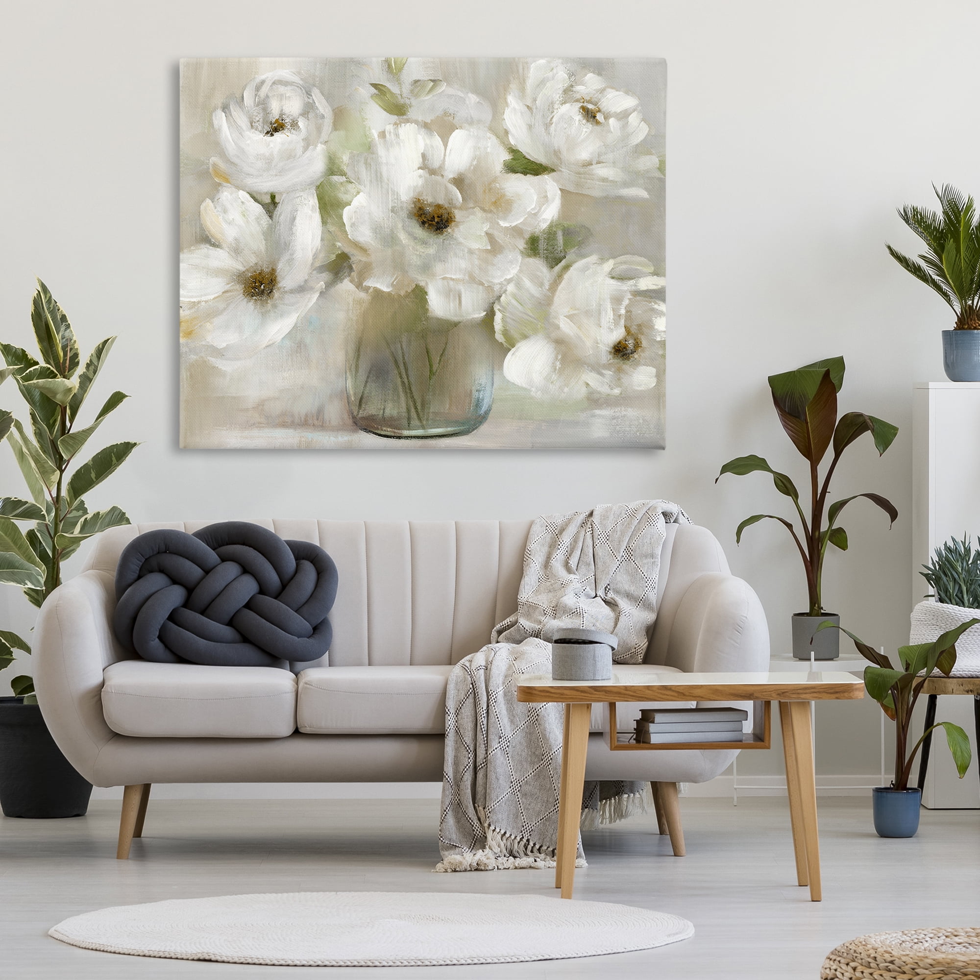 Stupell Industries Gentle White Petals in Vase Canvas Wall Art, design by Nan