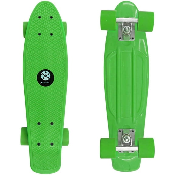 Green Skateboard with Green Wheels Cruiser Board 22" Complete Board for Adult and Beginners AZM