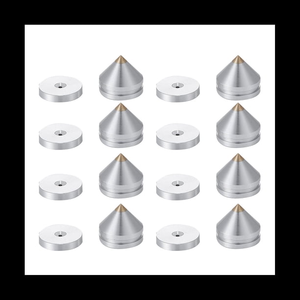 Juego De 8 Pies De Soporte De Altavoz Almohadilla De Pie AleacióN De Aluminio Puntas De Metal Cono Piso Pie Clavo Plata