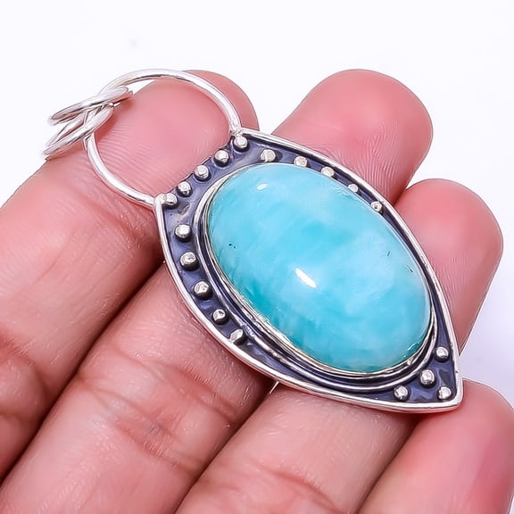 Amazonite - Peru Designer Handmade 925 Sterling Silver Pendant 2.34" P938816521, Beautiful Jewelry For Woman, New Year Sale, Valentin's Day Gift