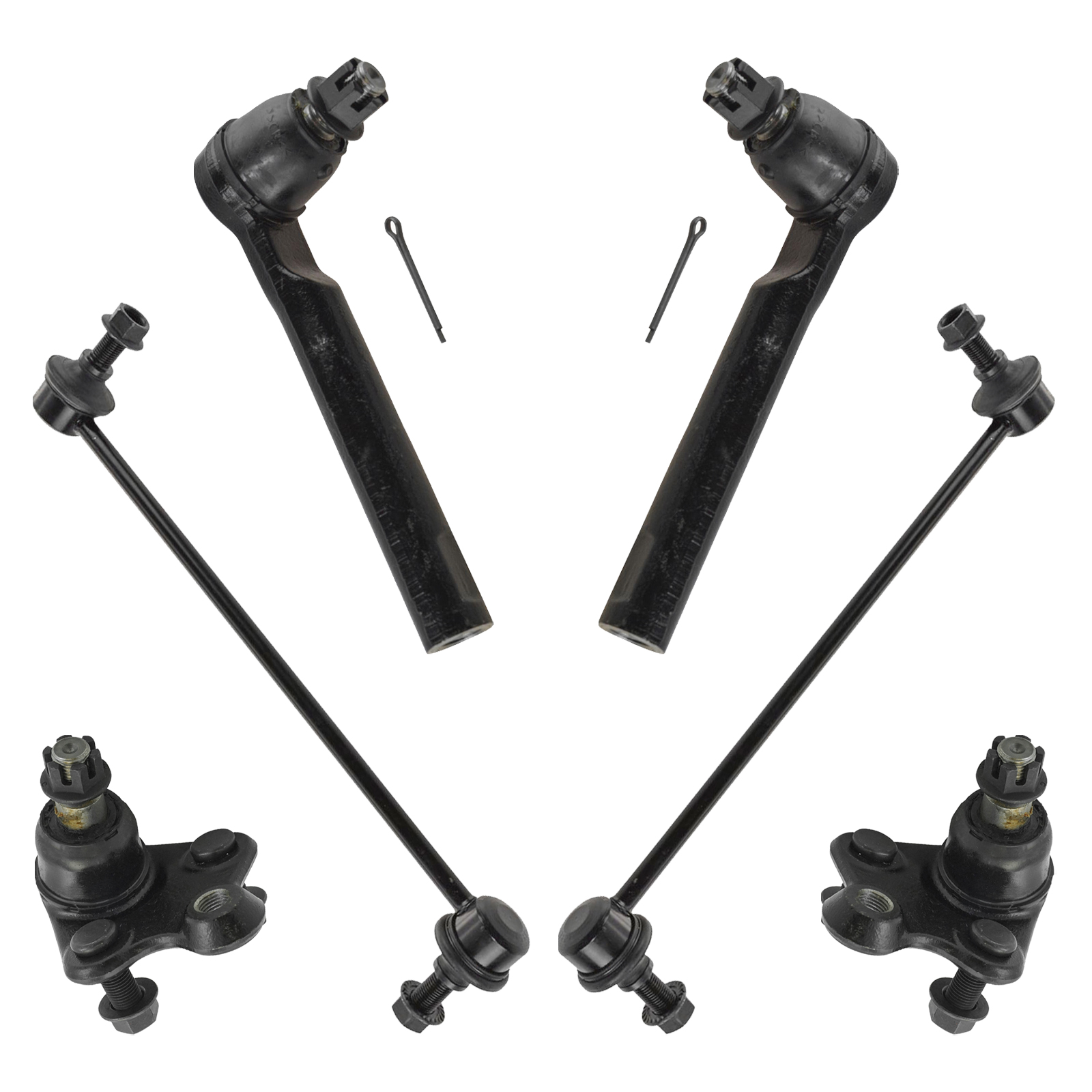 TRQ Front End Steering & Suspension Kit – 8pc Set: Ball Joints, Tie Rods, Sway Bar Links For Acura TL 2004-2006