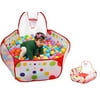 Michellecmm Baby Ball Pit Play Tent, 6-Sided Ball Pit with Basketball Hoop for Ball Play