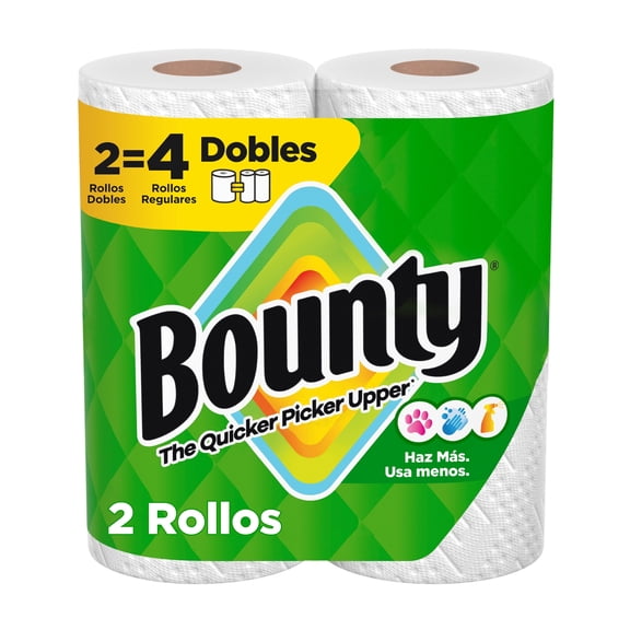Toallas de papel Bounty de 2 capas, 82 hojas, 2 rollos
