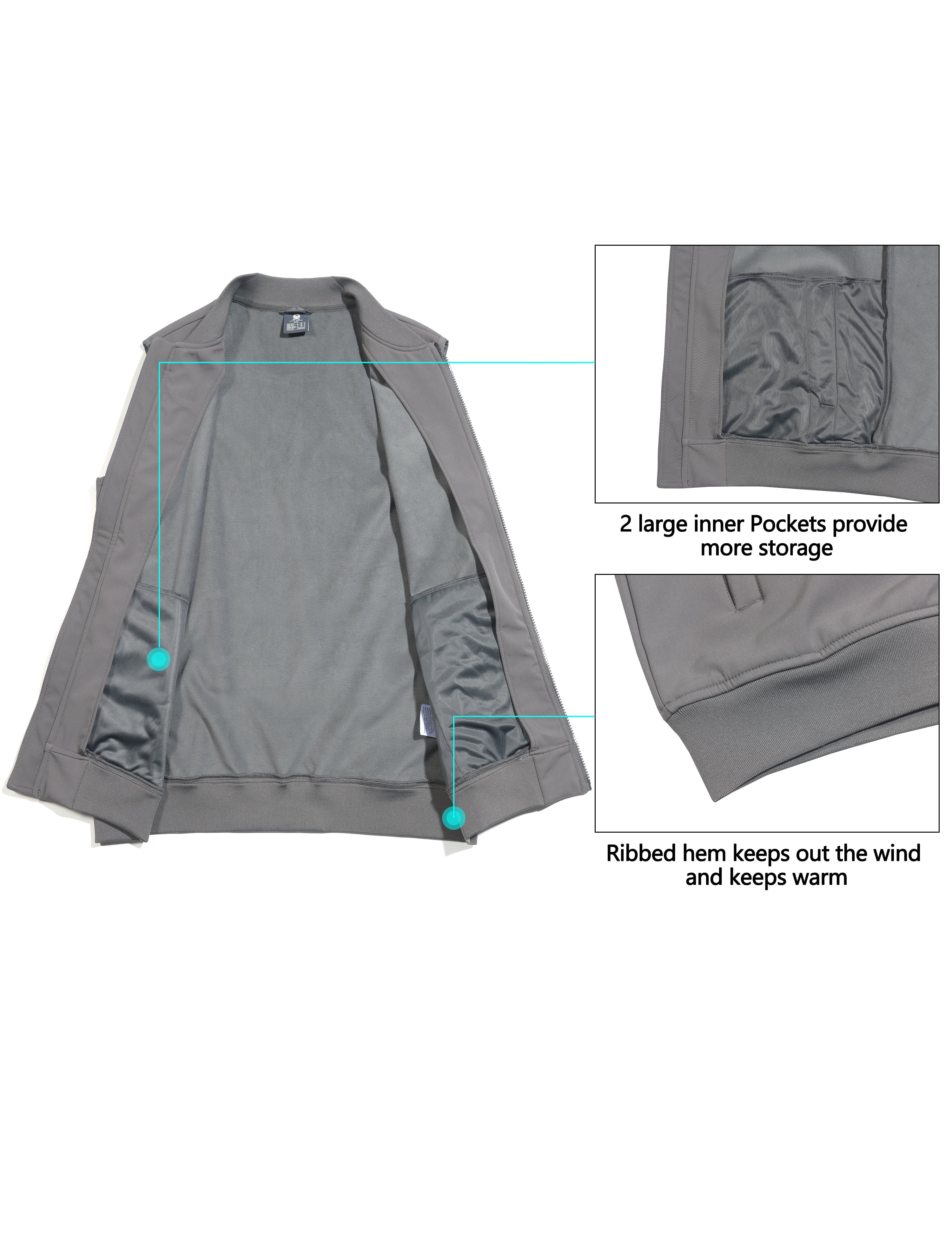 Little Donkey Andy Men’s Lightweight Softshell Vest Golf Outdoor Sleeveless Jacket Waterproof Windproof Winter Warm Fleece Lined Outerwear for Running Hiking Travel Casual Grey S