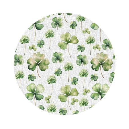 

Salouo St Patrick s Day3 Print Round Coaster Drink Coasters Leather Bar Beer Beverage Coasters for Drinks Set of 4 for Tabletop Protection Coffee Table Decor