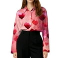 thumbnail image 5 of Dwralegc Valentine Shirts Women Collared Long Sleeve Blouses Dressy Lightweight Love Print Tops Plus Size Loose Valentine Shirt Red M, 5 of 5