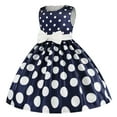 thumbnail image 3 of Girls Vintage Polka Dot Christmas Costume Sleeveless Bow Dresses, 3 of 7