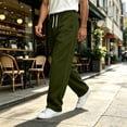 thumbnail image 4 of Wide Leg Sweatpants for Men Elastic Waist Drawstring Baggy Gym Pants Casual Fall Outfit Army Green S, 4 of 6