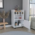 thumbnail image 3 of Phoenix Bar Cart with Two Open Shelves, Four Wine Cubbies and a Hinged-Door Storage cabinet, 3 of 5