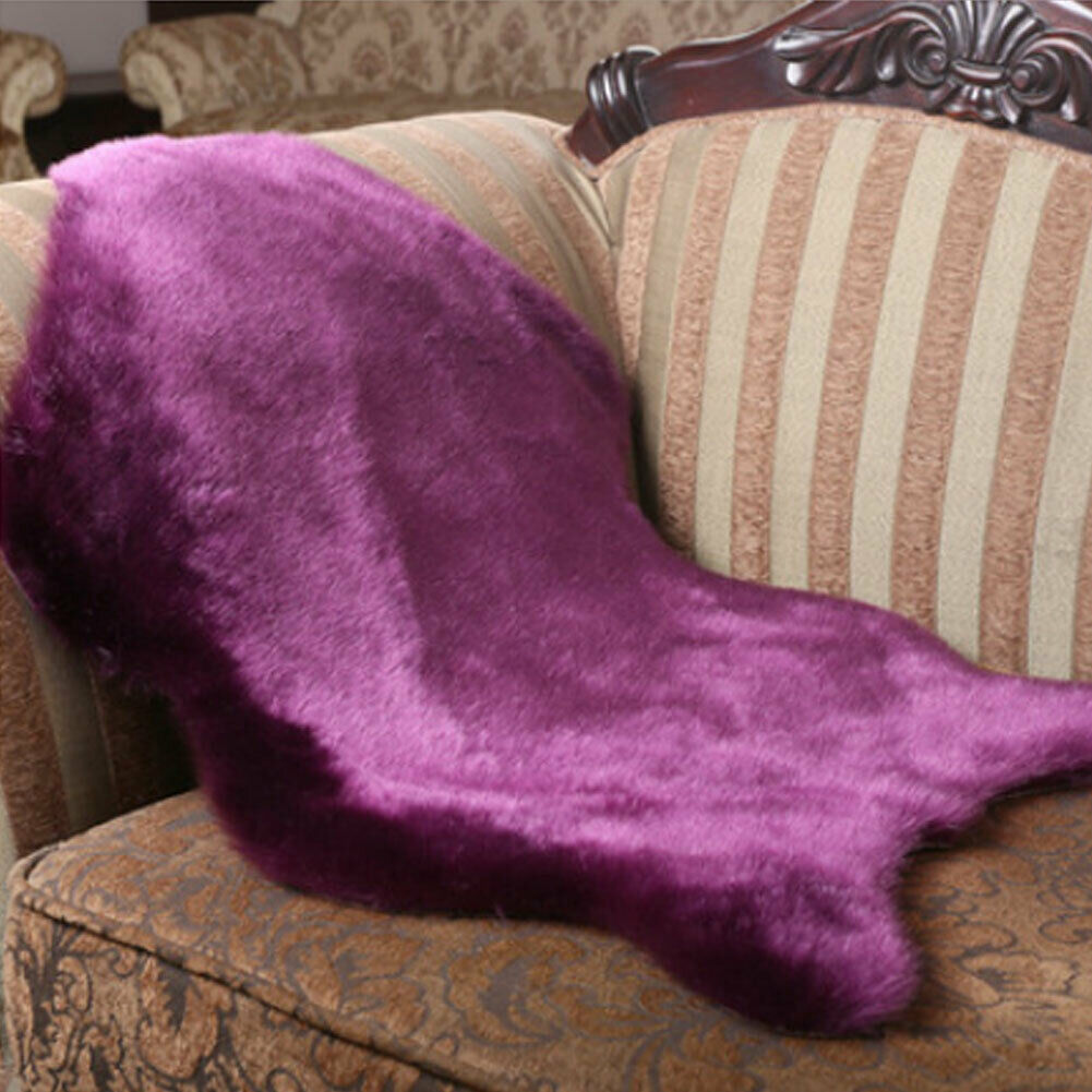 Puloru Plain Soft Fluffy Bedroom Faux Fur Fake Single Sheepskin Rugs