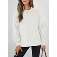 thumbnail image 5 of Eytino Women Sweater Long Lantern Sleeves Pullover Sweaters Crewneck Cable Knit Casual Oversized Pullover Tops White, 5 of 10
