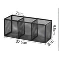 thumbnail image 6 of Black Mesh Pen Pencil Holder | 3-Compartment Metal Desk Organizer for Stationery & Brushes Storage, 6 of 6