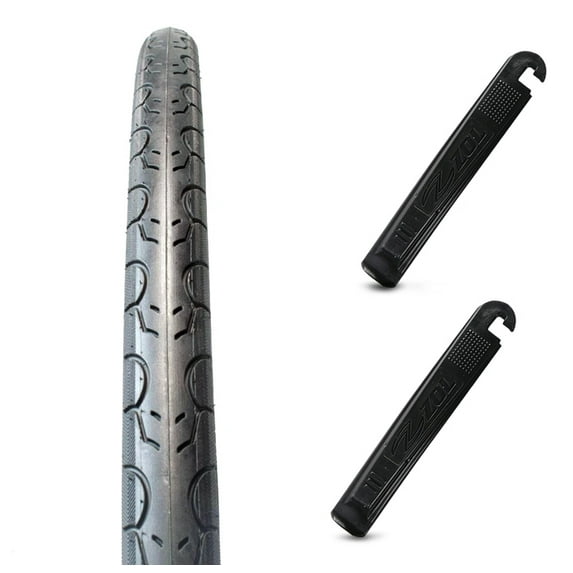 Zol Velocita Road Wire Bike Bicycle Tire 700x28c G5013 Black with 2 Tire Levers (2pcs)