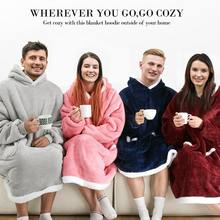 ZOPZO Christmas Wearable Hoodie Blanket Sweatshirt Blanket for Adults and  Kids, 37 x 33, Burgundy