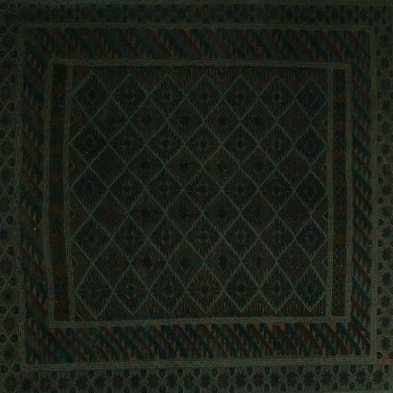 Ahgly Company Machine Washable Indoor Square Southwestern Turquoise Blue Country Area Rugs, 6' Square
