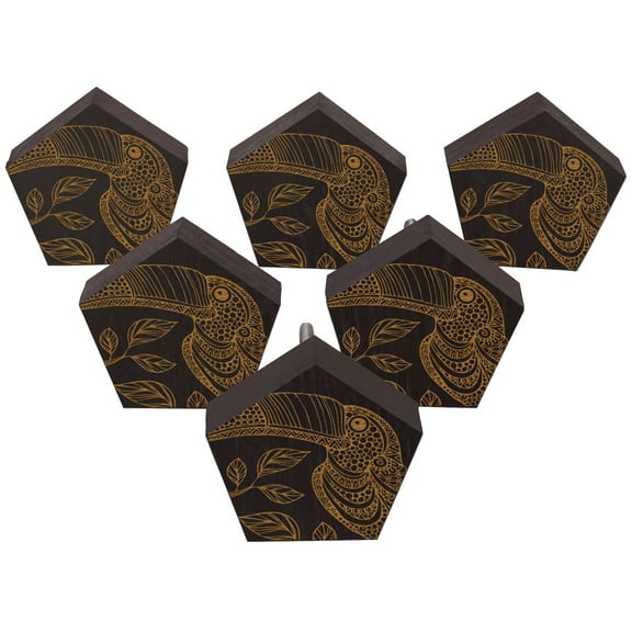 IBA Indianbeautifulart Brown Engraved Knobs Furniture Knobs Cabinet Drawer Pull Pack 10