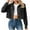 Black, variant on Wiyuqeen Womens Cropped Jean Jacket Elegant Button Down Denim Jackets Fitted Lapel Long Sleeve Jean Coat Petite Ladies Denim Outfit