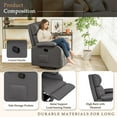 thumbnail image 4 of Homall 360° Massage Swivel Rocker Recliner Small Rocking PU Leather Chairs with Side Pockets for Small Spaces,Gray, 4 of 7