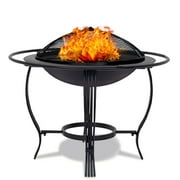 Angle View: Firepit Metal Backyard Patio Garden Stove Fireplace With Poker