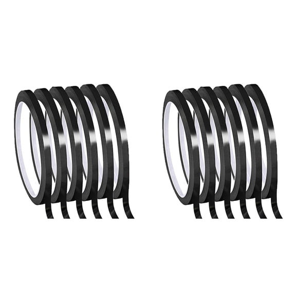 Whiteboard Pinstripe Tape 12 Rolls 1/8Inch Thin White Board Dry Erase Line Gridding (Black)