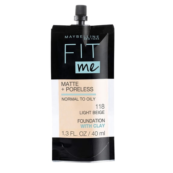 Maybelline Fit Me Matte + Poreless Liquid Foundation, Normal To Oily, 118 Light Beige