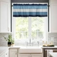 thumbnail image 3 of Kitchen Curtains Valance and Tiers 3 Piece Set, Blue Ombre Retro Farm Gradient Wood Grain Short Window Treatments Rod Pocket Tier and Valance for Cafe Laundry Room Bathroom Decor 24-Inch Tier Set, 3 of 6