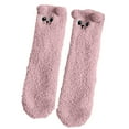 thumbnail image 5 of Women's Coral Fleece Non-Shedding Floor Socks, 3D Kitten Pattern Mid-Calf Socks for Autumn and Winter, Thickened Plush Sleeping Socks, Cartoon Design Cozy House Socks - Pink, 5 of 5