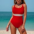 thumbnail image 2 of WUANDIXFA Maillots de Bain pour Dames Femmes Mode Robe de Bain Maillots Rehausseur Maillot de Bain une Pièce Rouge,G, 2 of 6