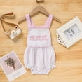 thumbnail image 4 of ZEHJUHAN Baby Sweet Bunny Romper, Adjustable Strap Onesie with Ruffle Trim and Snap Closure For Spring White，0-3M, 4 of 11