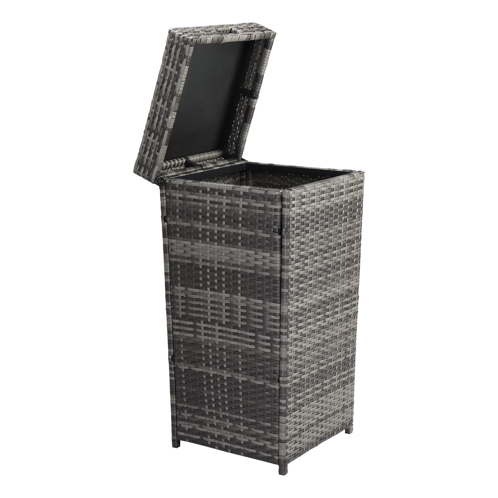 Rattan Trash Can with Top Cover, Indoor/Outdoor Use, PE Rattan, Retro Elegant Style, Gray Gradient