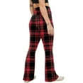 thumbnail image 5 of Women Leggings Tummy Control Plaid Print High Waist Elastic No-See Through Flare Yoga Pants,Red,S, 5 of 8