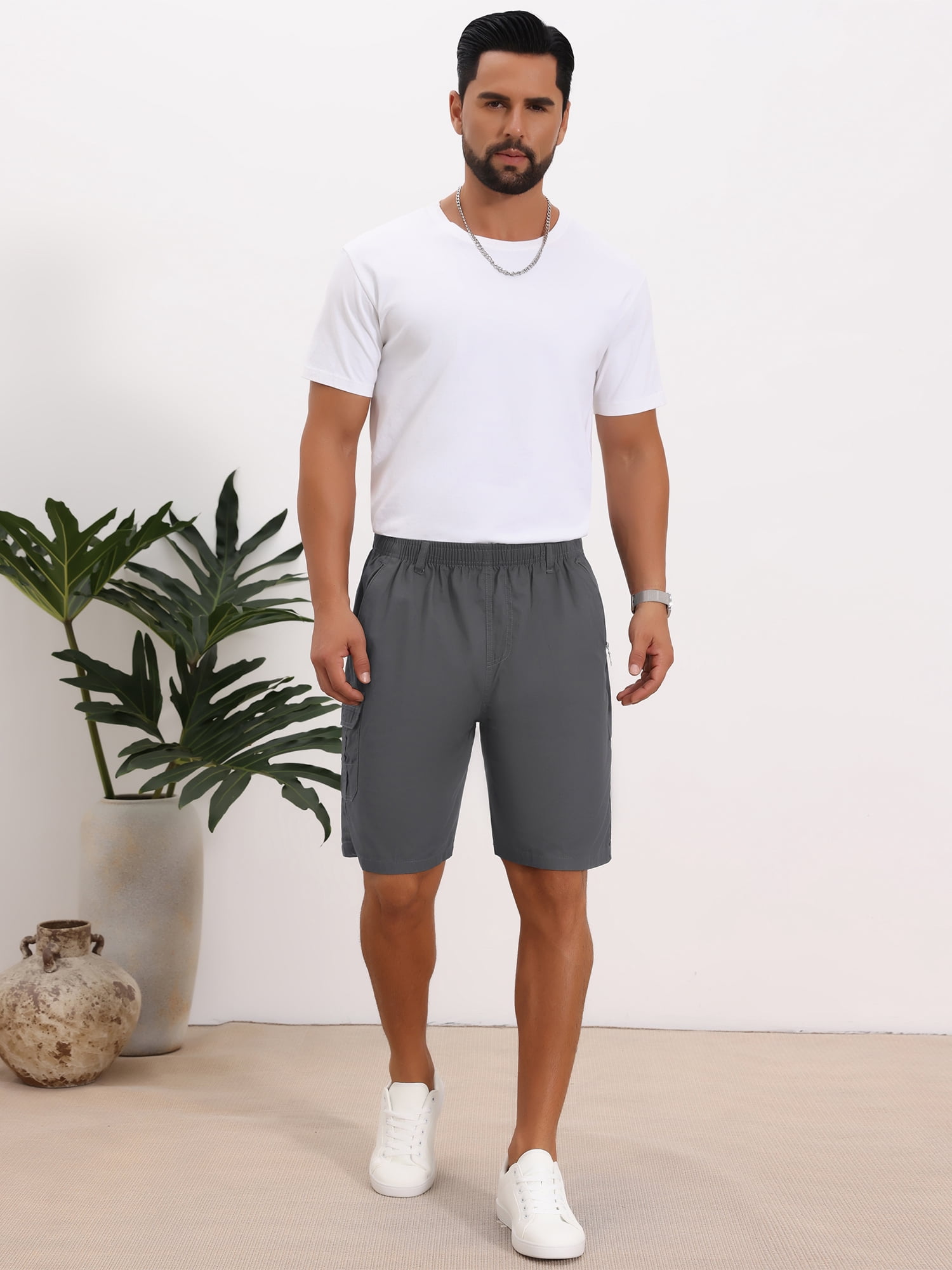 DARING DIVA Men's Cargo Shorts Cotton Zipper Pockets Hiking Short Pants 28 Dark Gray